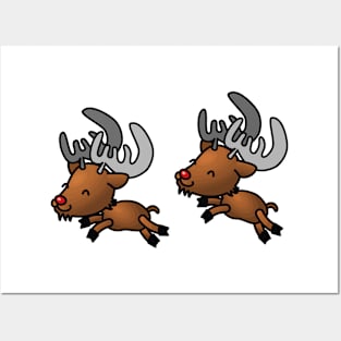 Reindeer Running Posters and Art